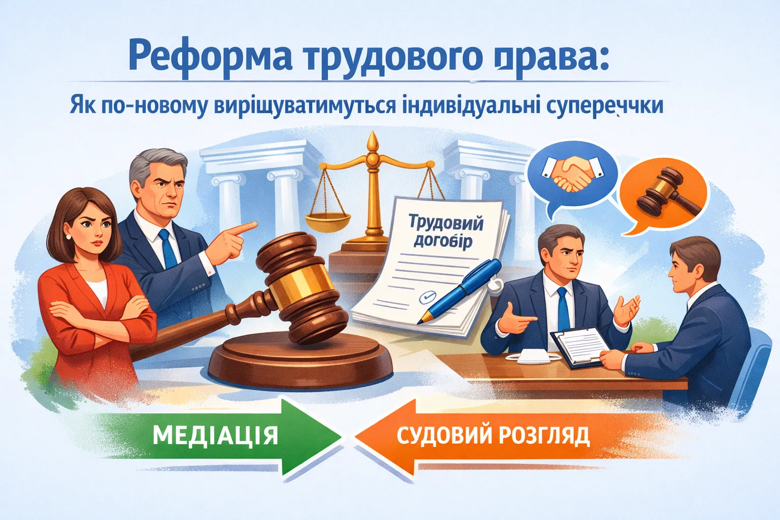 Реформа трудового права: Як по-новому вирішуватимуться індивідуальні суперечки Реформа трудового права: Як по-новому вирішуватимуться індивідуальні суперечки