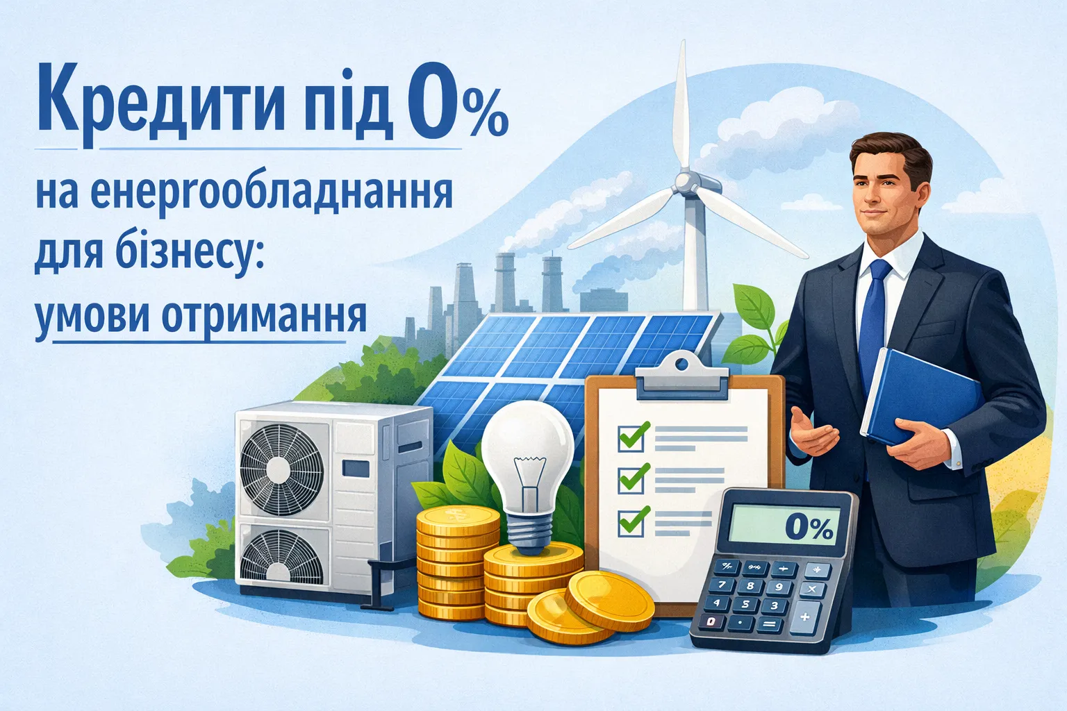 Кредити під 0% на енергообладнання для бізнесу: умови отримання