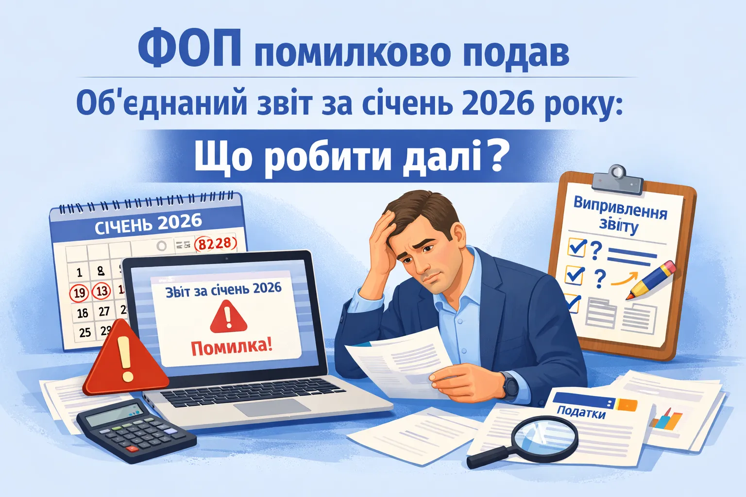 ФОП помилково подав Об’єднаний звіт за січень 2026 року: що робити далі?
