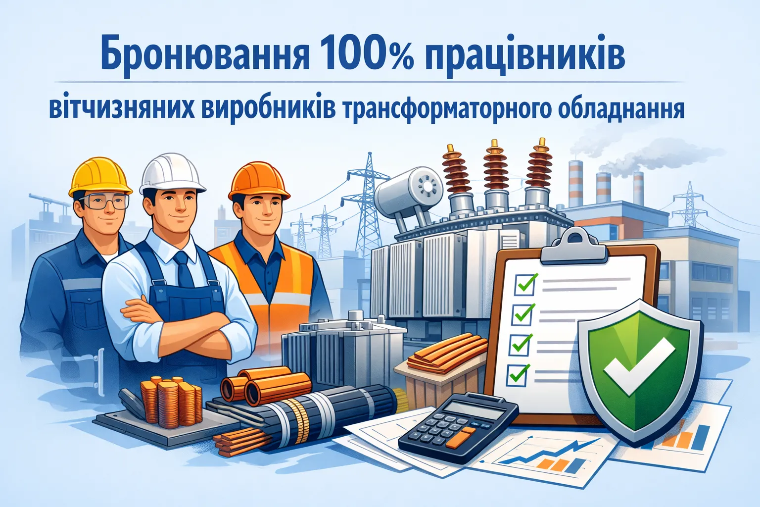 Бронювання 100 % працівників вітчизняних виробників трансформаторного обладнання