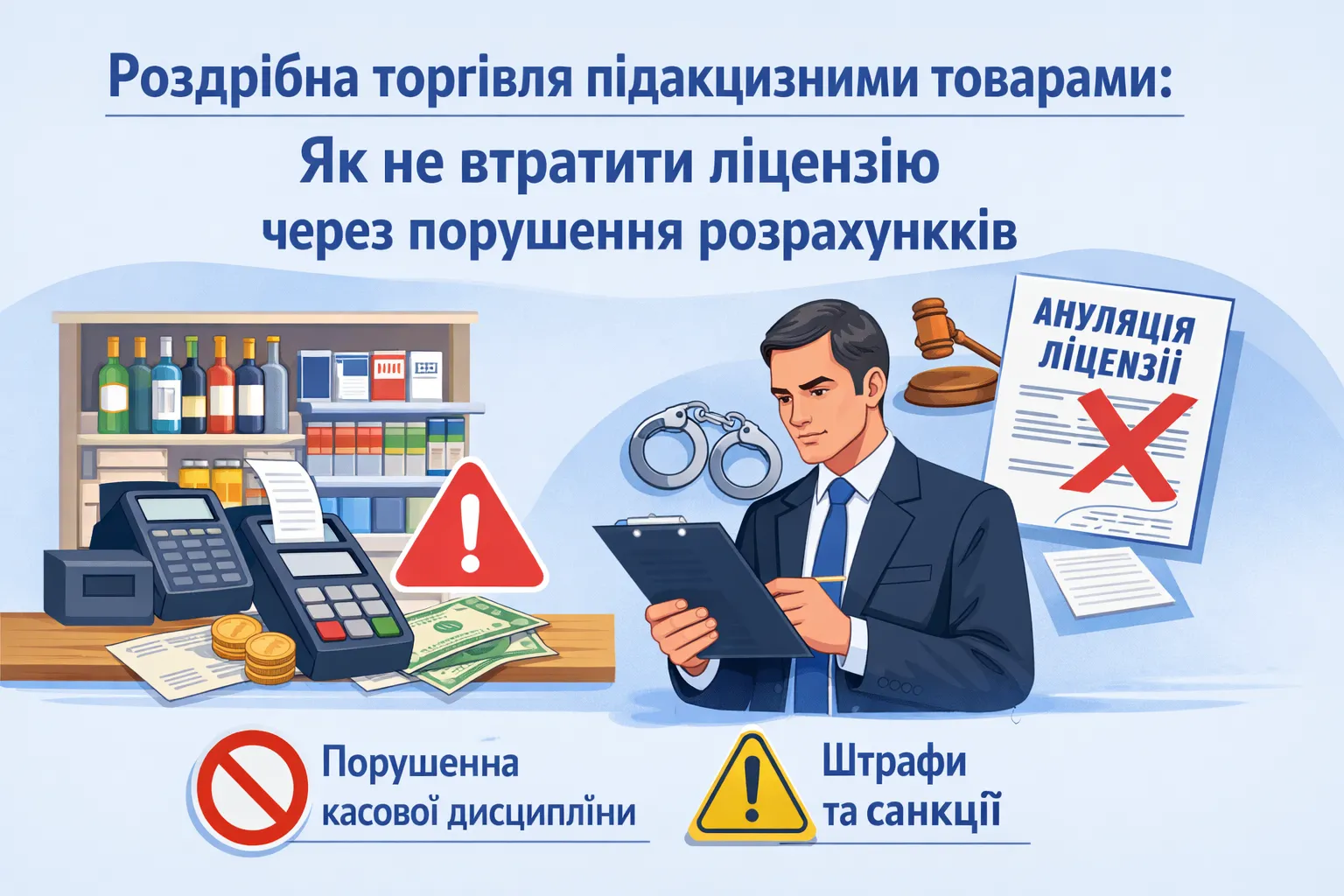 Роздрібна торгівля підакцизними товарами: як не втратити ліцензію через порушення порядку проведення розрахунків