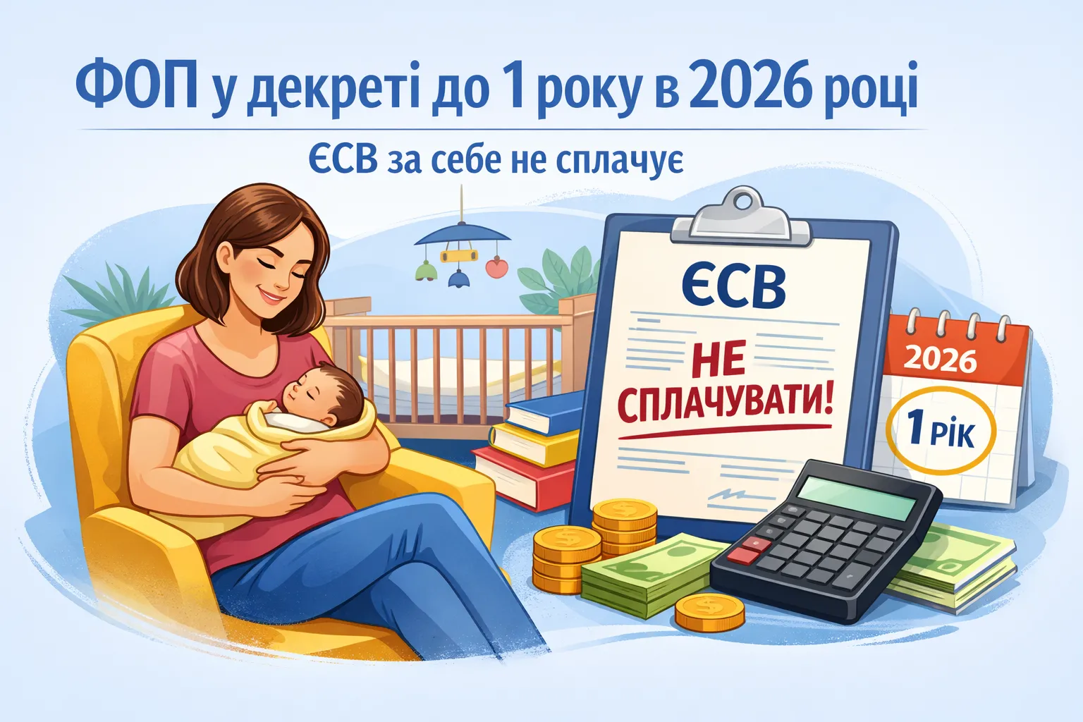 ФОП у декреті до 1 року в 2026 році ЕСВ за себе не сплачує