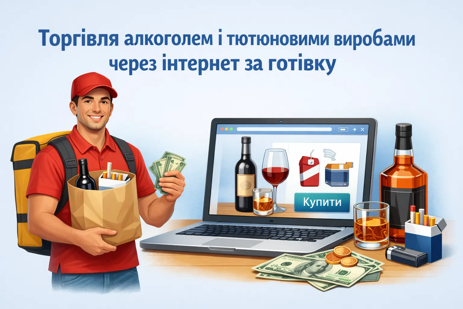 Торгівля алкоголем-тютюновими через інтернет за готівку: з кур’єрами та без