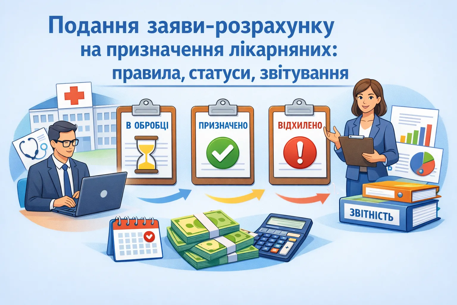 Подання  заяви-розрахунку на призначення лікарняних: правила, статуси,  звітування