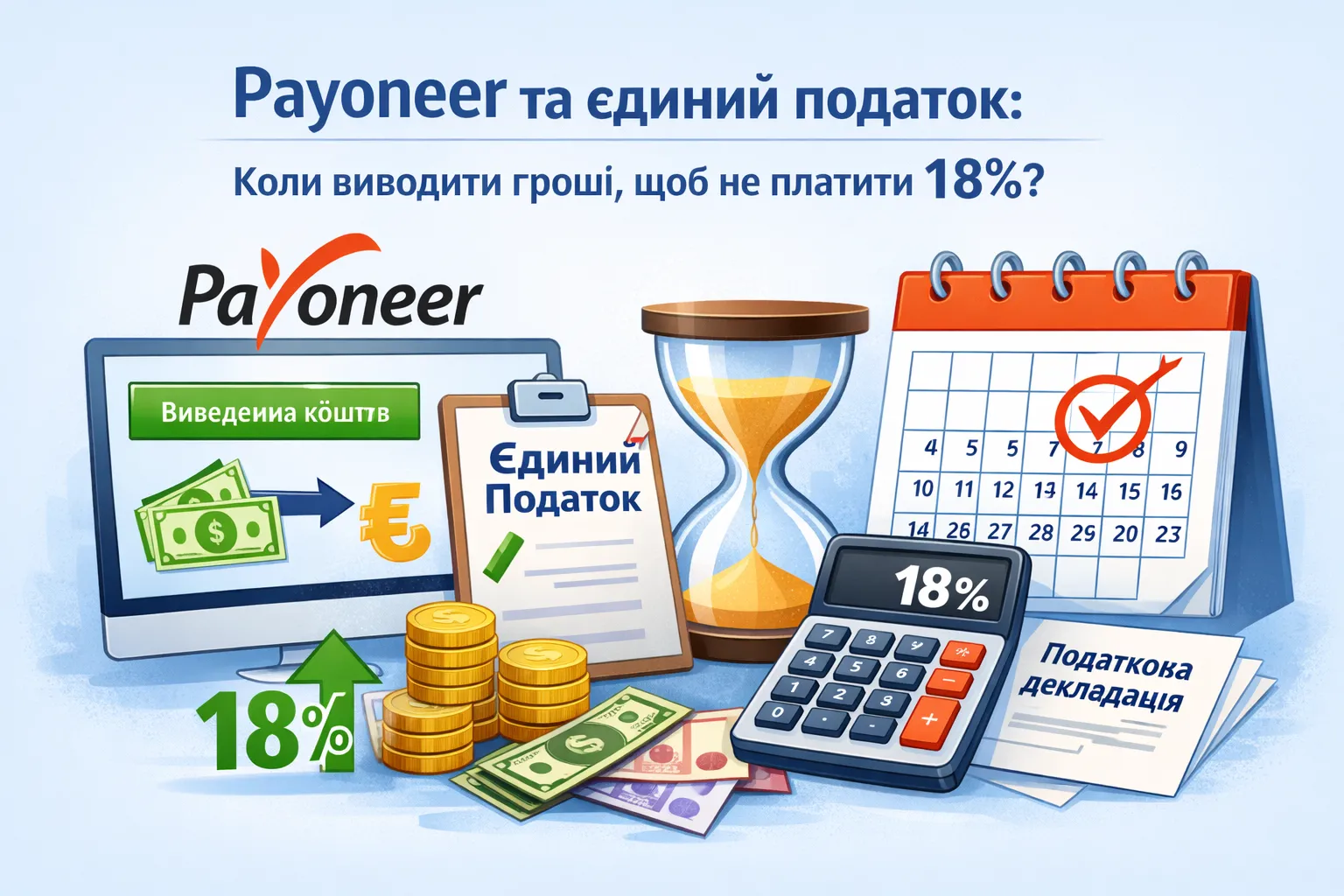 Payoneer та єдиний податок: коли виводити гроші, щоб не платити 18 %?