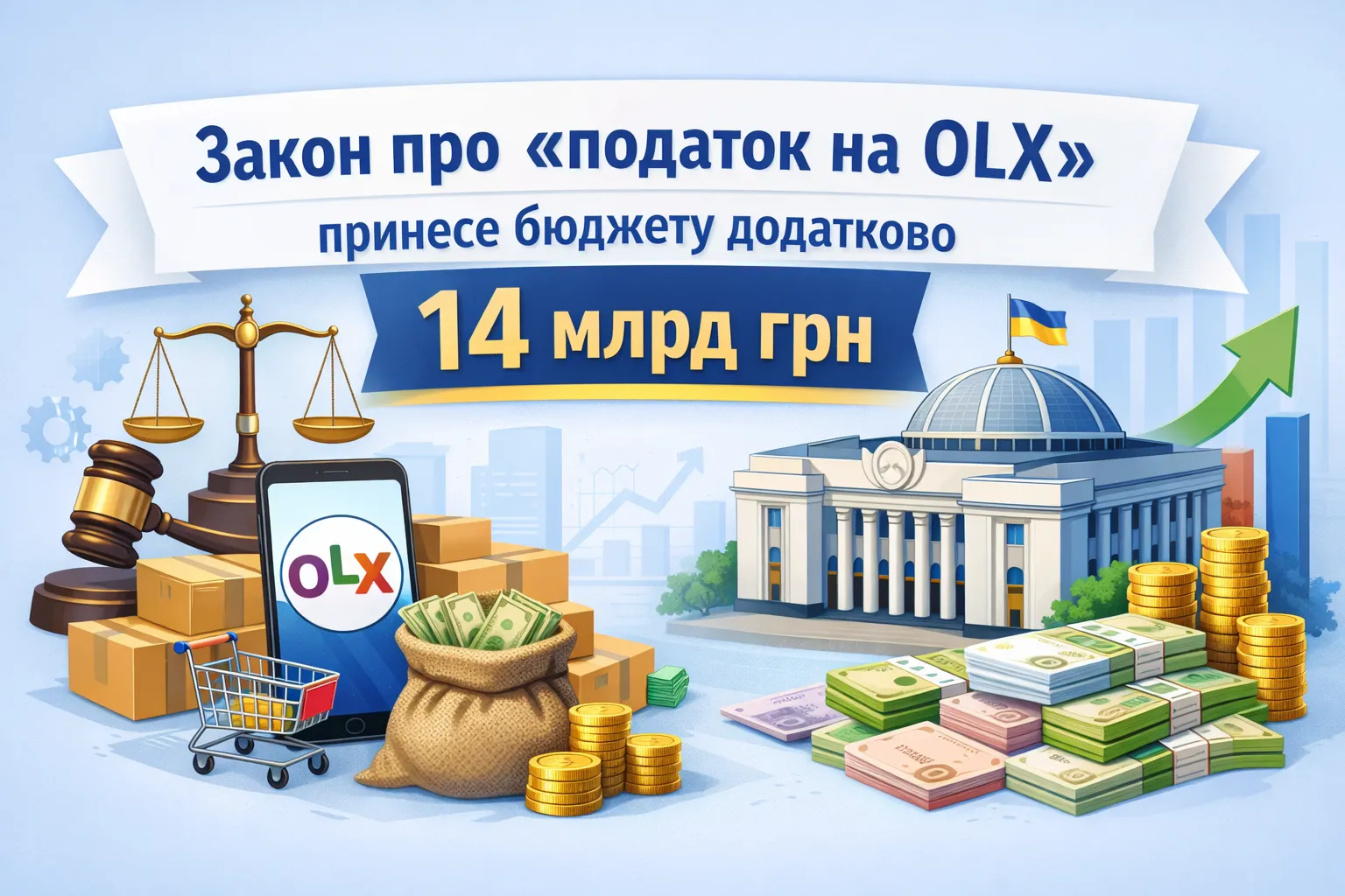 В ВРУ считают, что закон о «налоге на OLX» принесет бюджету дополнительно 14 млрд грн.