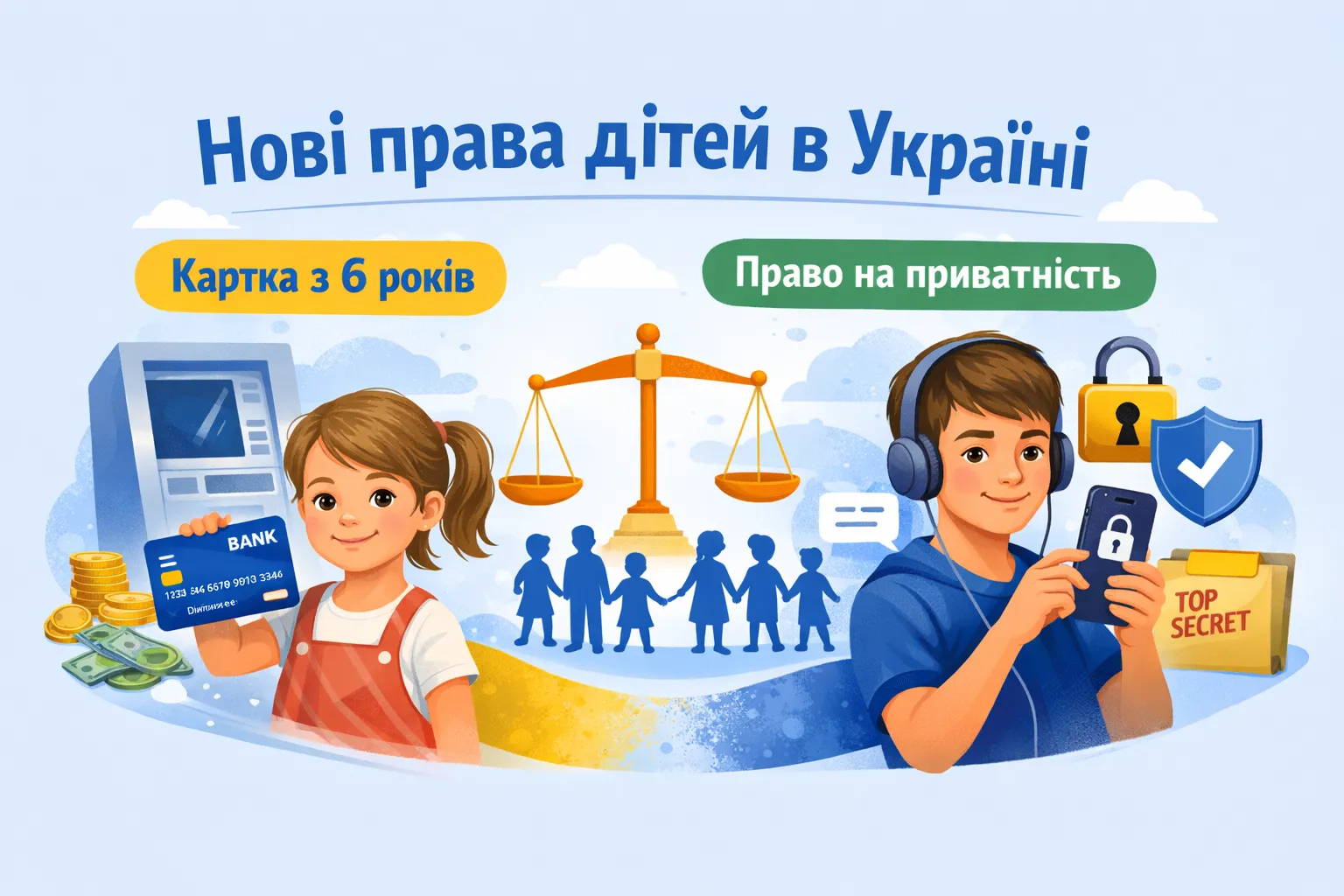 Банковская карта с 6 лет и право на приватность: как изменятся права детей в Украине