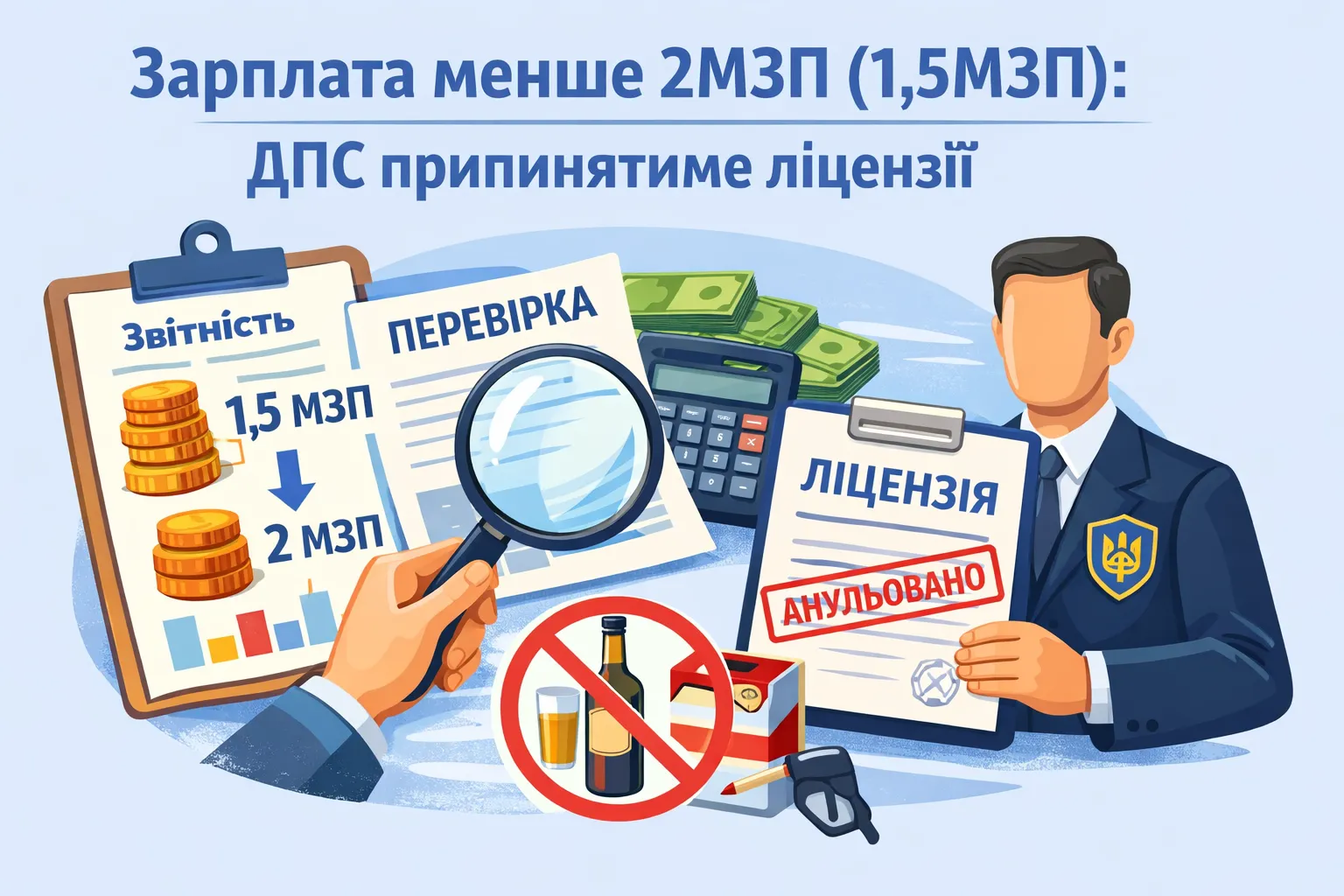 Середньомісячна ЗП менше 2МЗП (1,5МЗП): ДПС деталізує коли припинятиме ліцензії