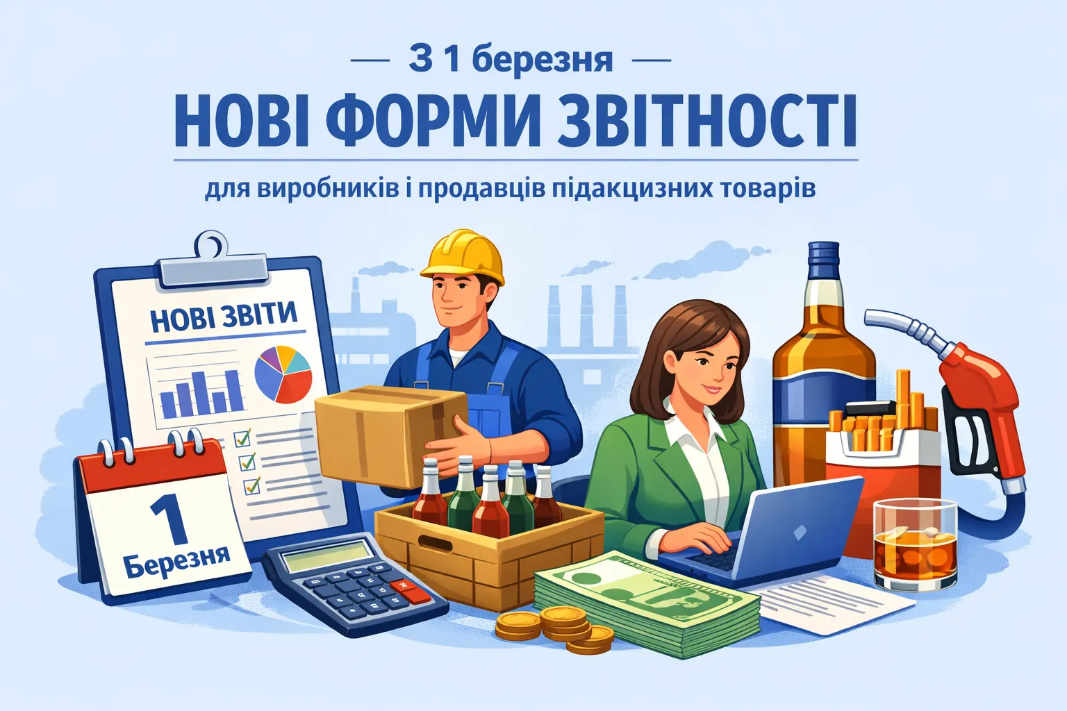 З 1 березня — нові форми звітності для виробників і продавців підакцизних товарів