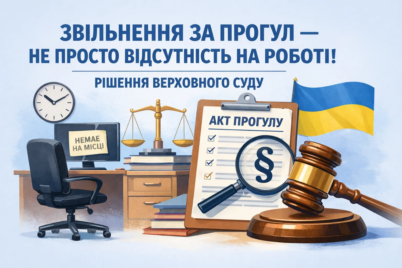 Для звільнення за прогул недостатньо просто зафіксувати відсутність на робочому місці: Верховний Суд