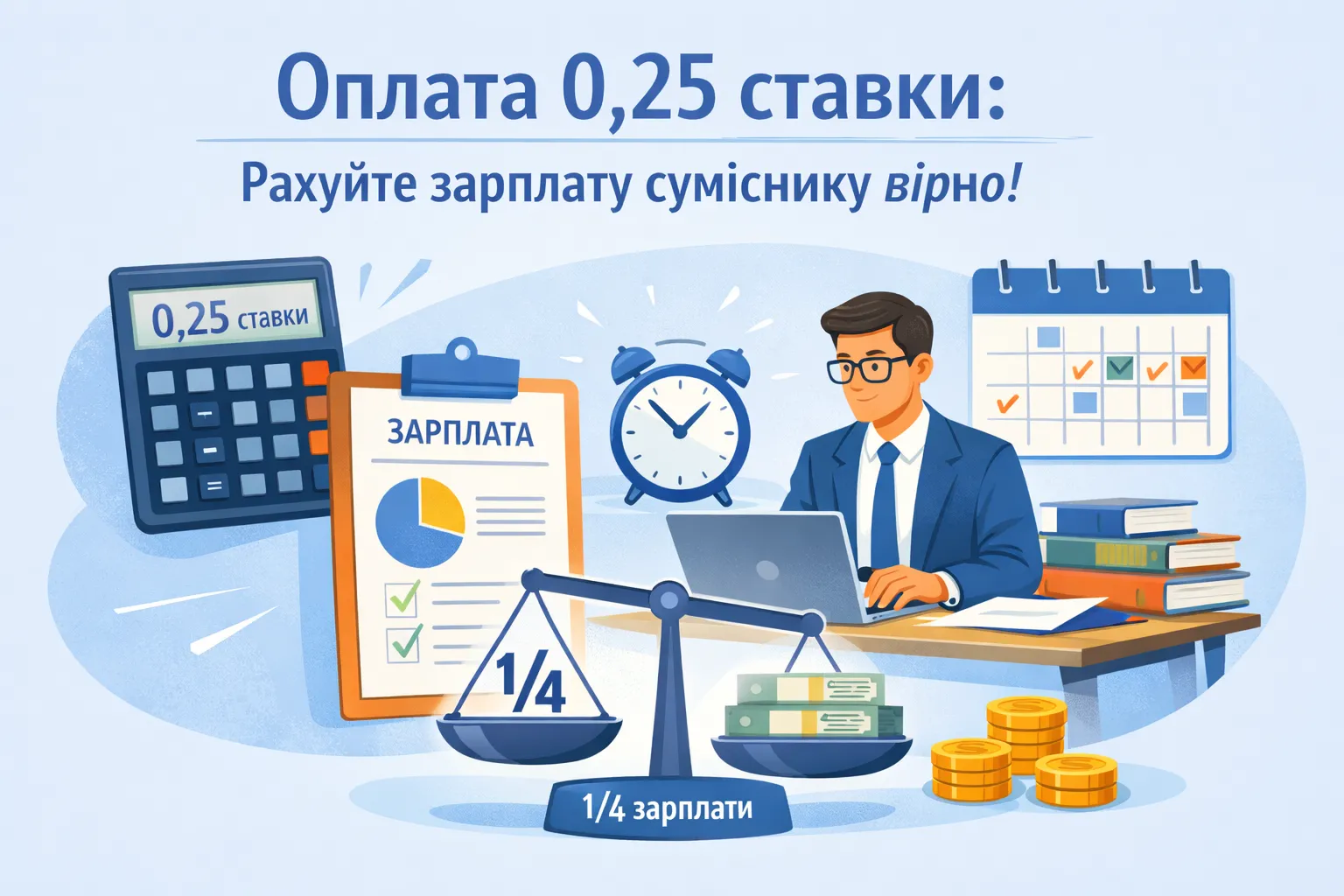 Оплата 0,25 ставки: рахуйте зарплату суміснику вірно! Оплата 0,25 ставки: рахуйте зарплату суміснику вірно!