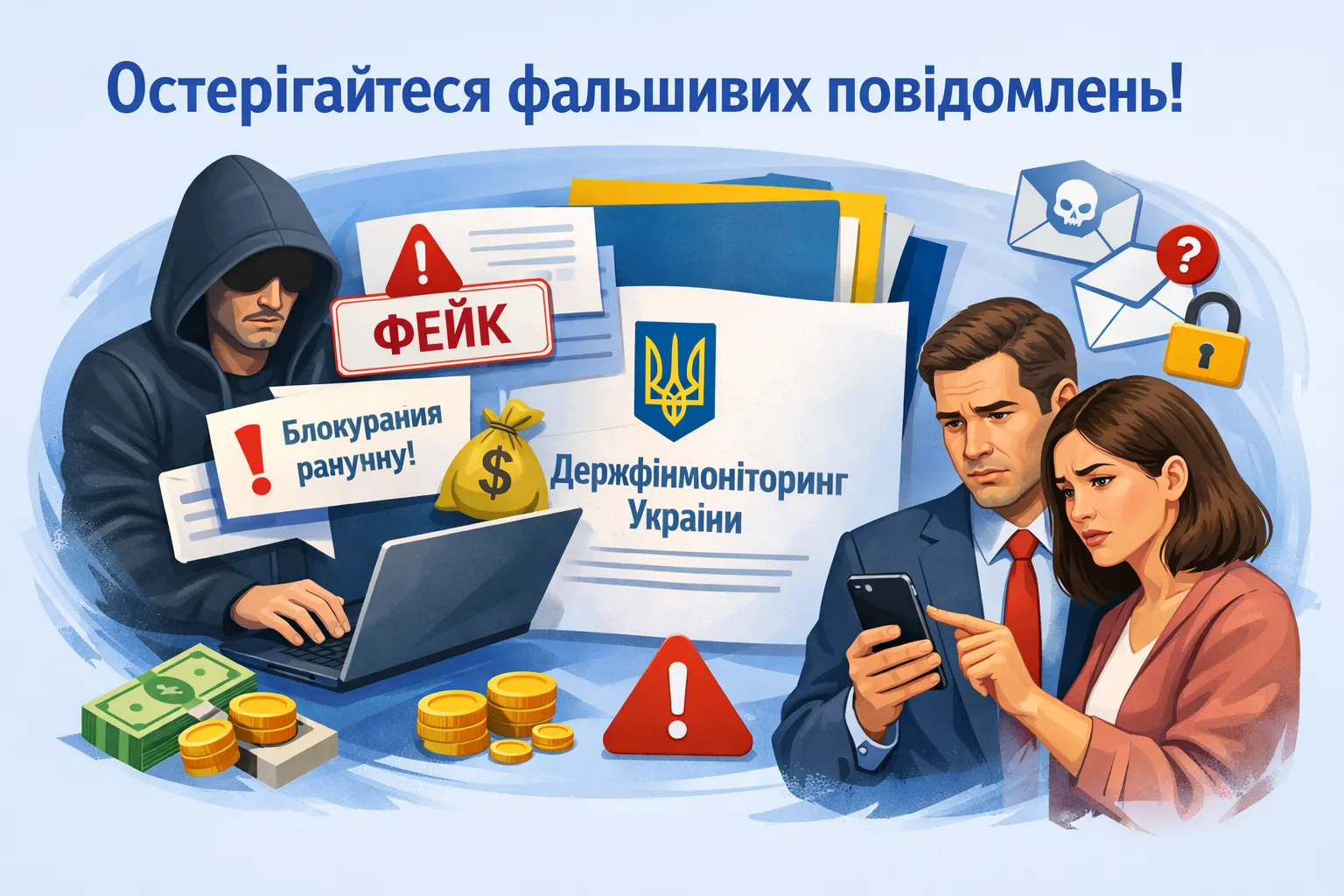 Шахраї розсилають фейкові повідомлення від імені Держфінмоніторингу