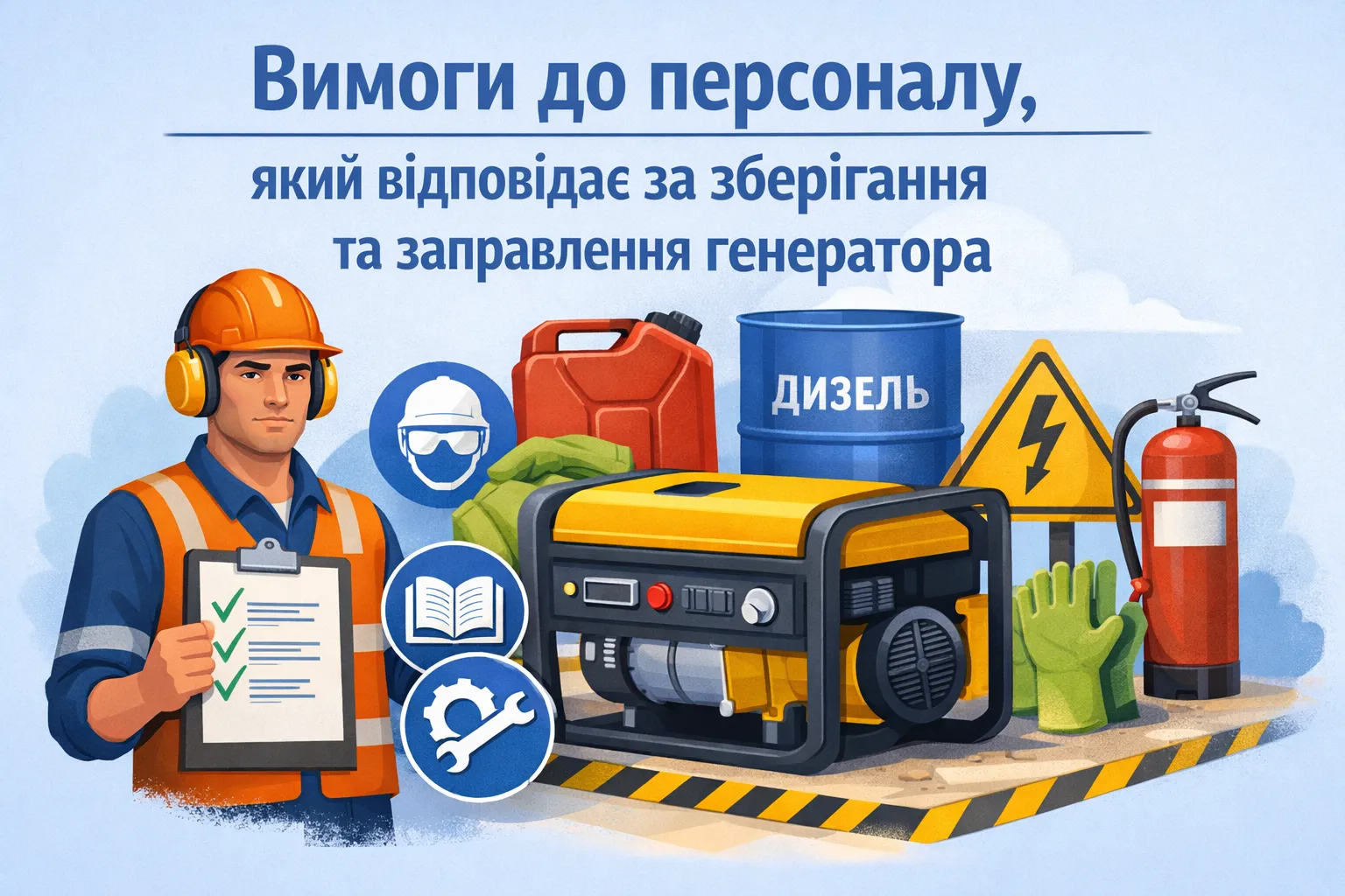 Вимоги до персоналу, який відповідає за зберігання та заправлення генератора