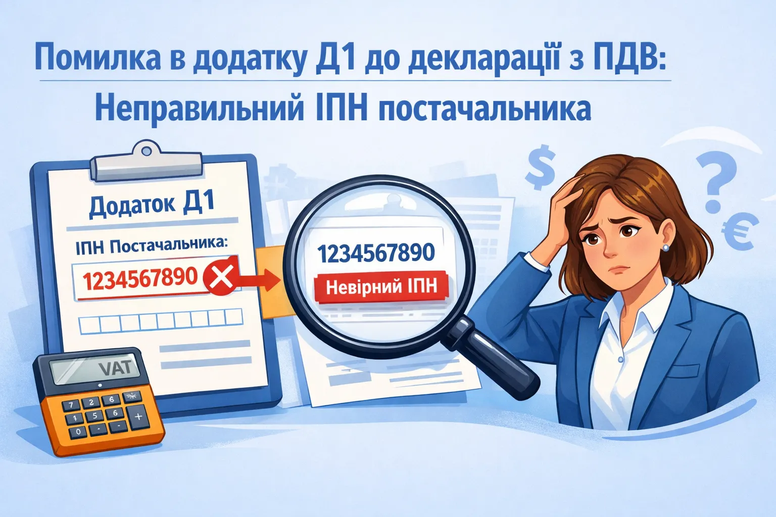 Помилка в додатку Д1 до декларації з ПДВ: неправильний ІПН постачальника
