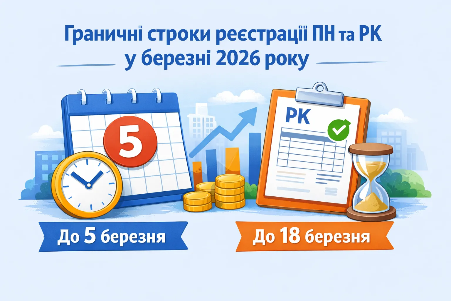 Граничні строки реєстрації ПН та РК у березні 2026 року (5 та 18 березня)