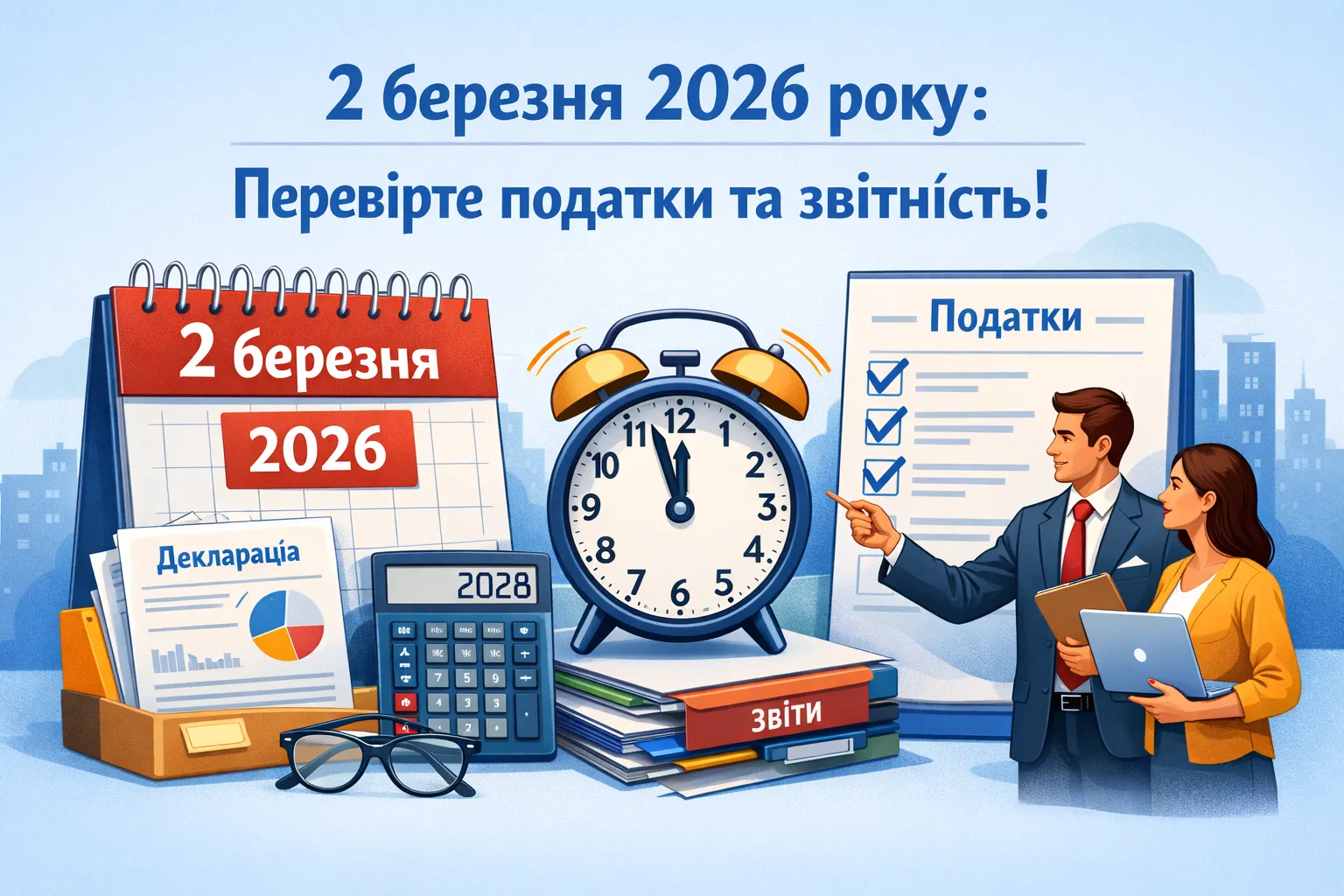2 березня 2026 року: перевірти дедлайни щодо сплати податків та подання звітності