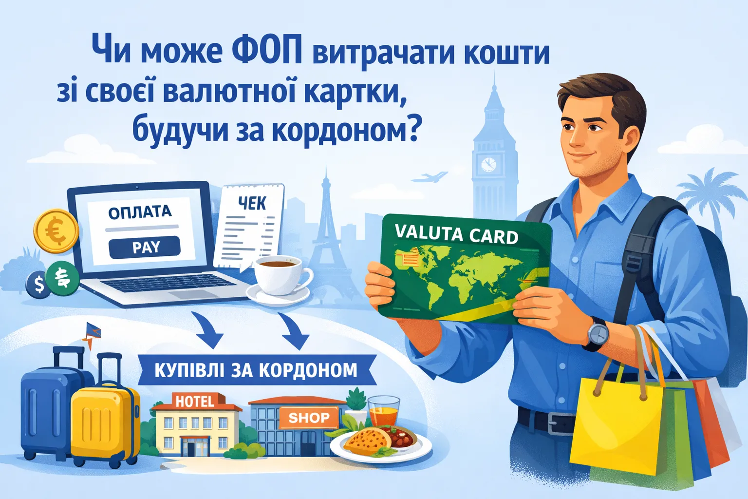 Чи може ФОП витрачати кошти зі своєї валютної картки, будучи за кордоном?