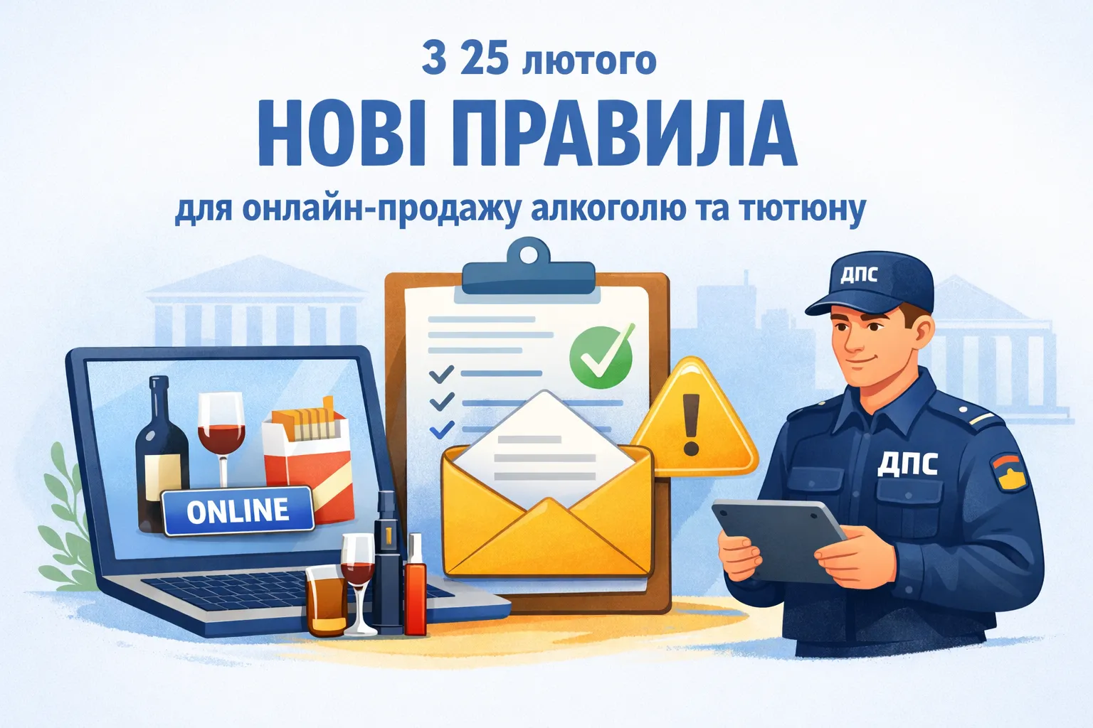 Продаж алкоголю та тютюну онлайн: з 25 лютого діють нові правила повідомлення ДПС