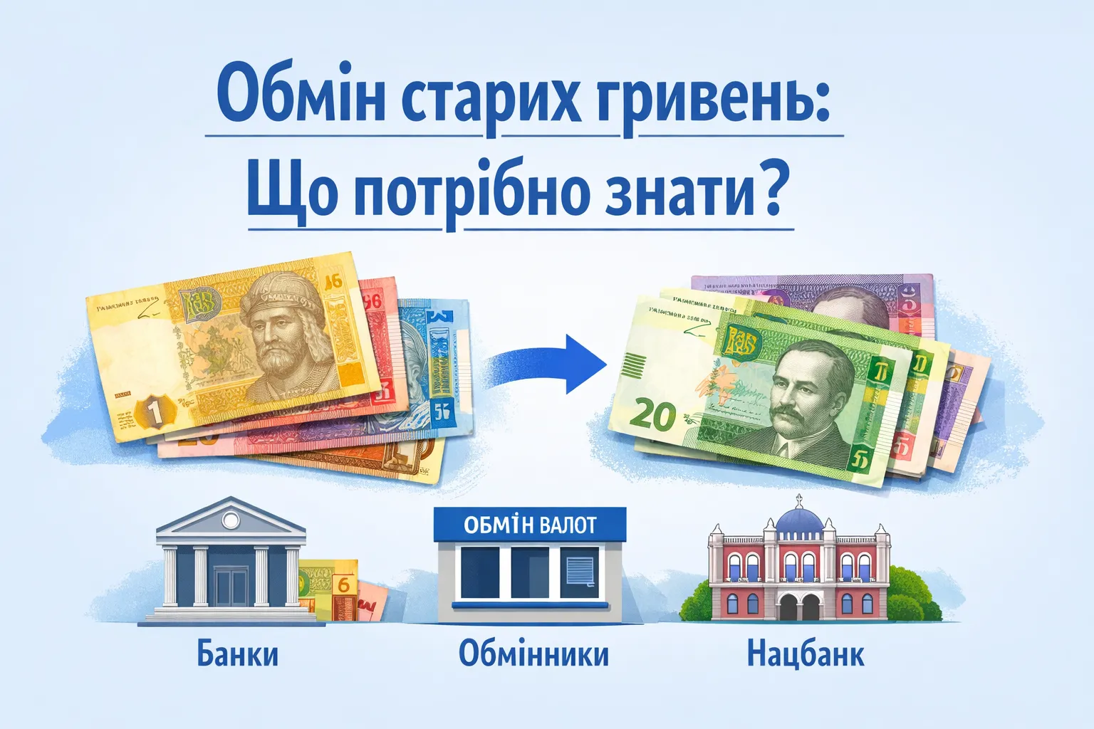 Що потрібно знати про обмін банкнот 1, 2, 5 чи 10 гривень