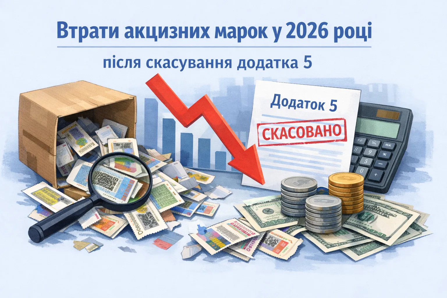 Потери акцизных марок в 2026 году: как отображать после отмены приложения 5