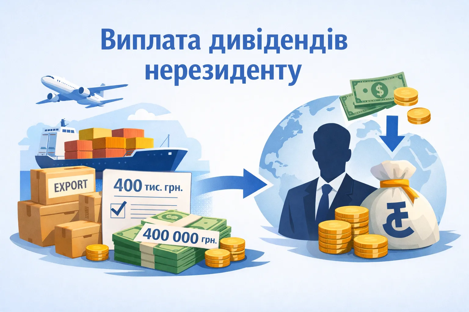 Зарахування дебіторки нерезидента за експортом (до 400тис.грн.) у рахунок виплати йому дивідендів !