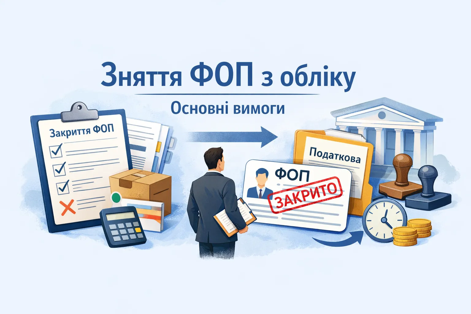 Процедура зняття ФОП з обліку у контролюючих органах: основні вимоги