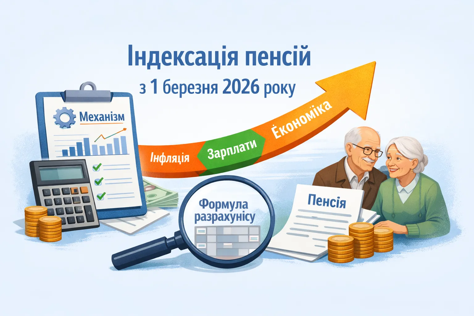 Механізм розрахунку коефіцієнту індексації пенсій з 1 березня 2026 року
