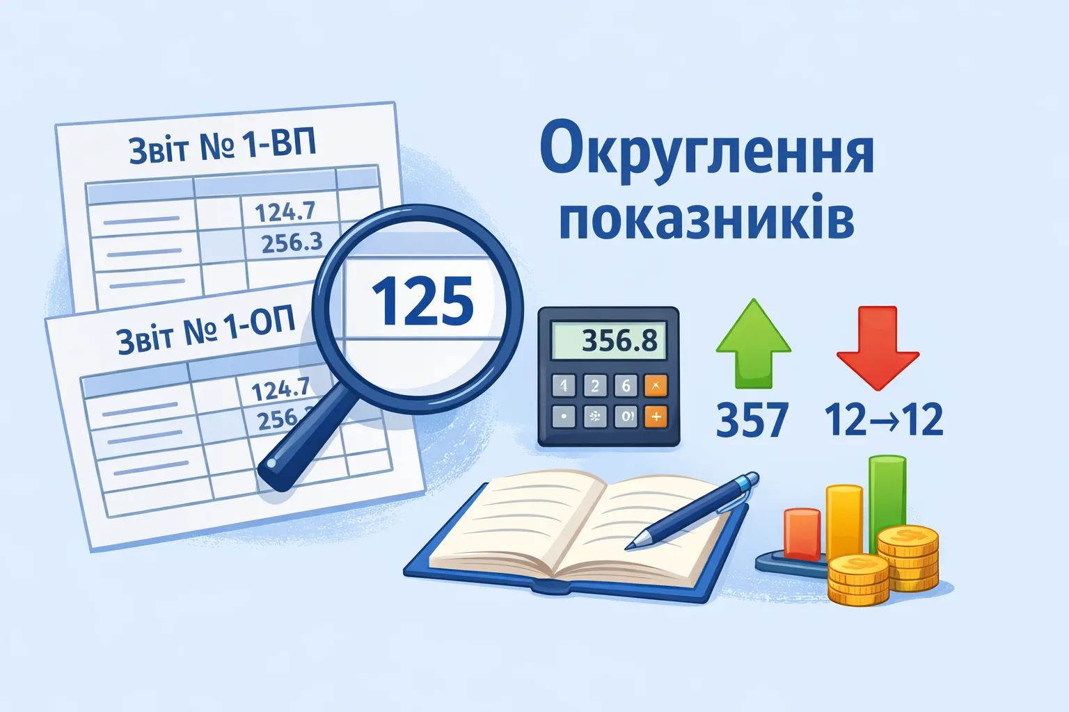 Який порядок округлення показників при заповненні звітів № 1-ВП та № 1-ОП?
