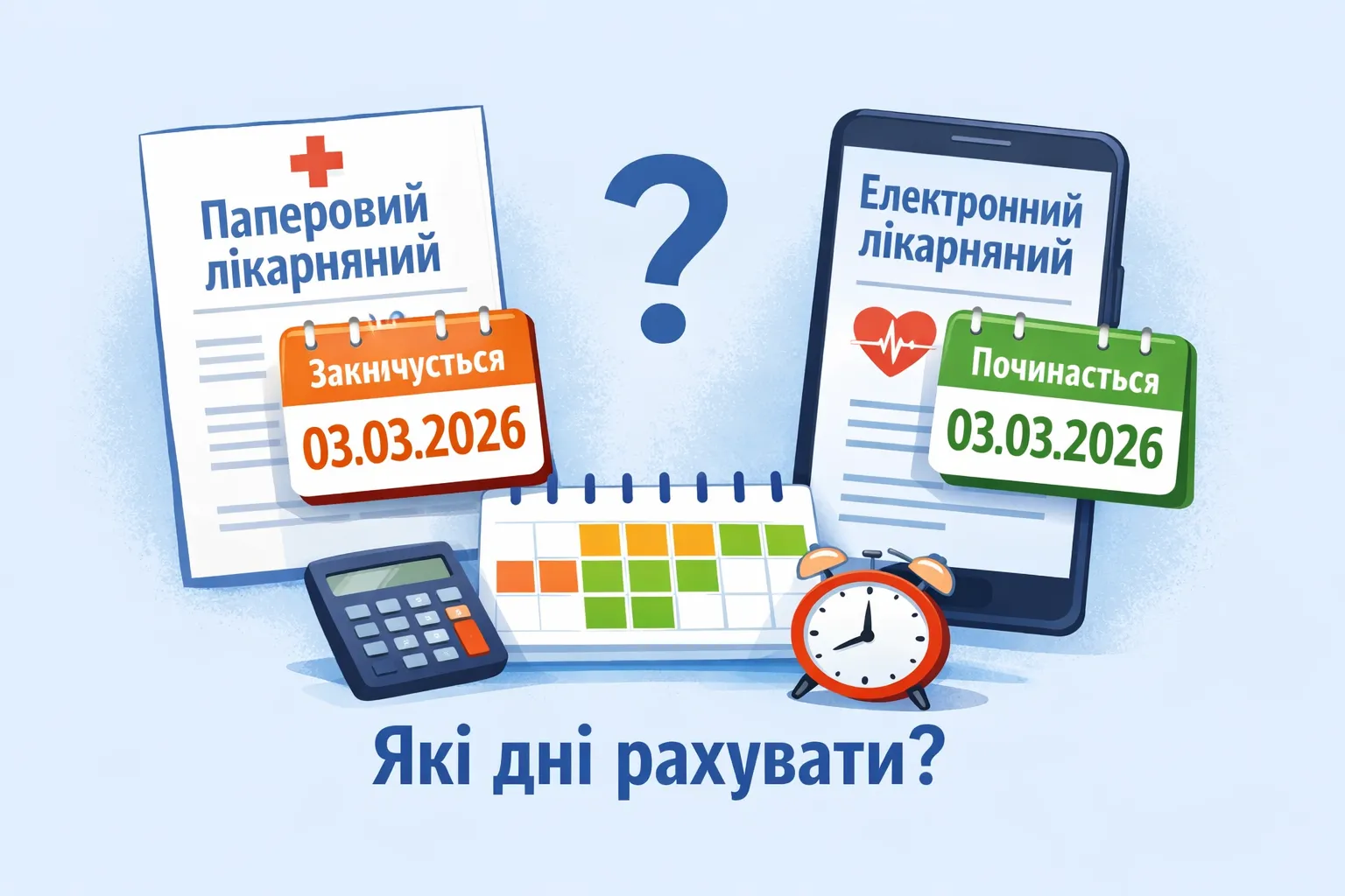 Працівнику видали паперовий лікарняний лист із датою закінчення 03.03.2026. І новий електронний лікарняний із датою початку 03.03.2026. Як розраховувати дні?