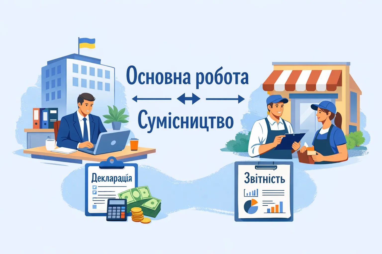 Основне місце роботи ↔ сумісництво: оподаткування доходів та звітність