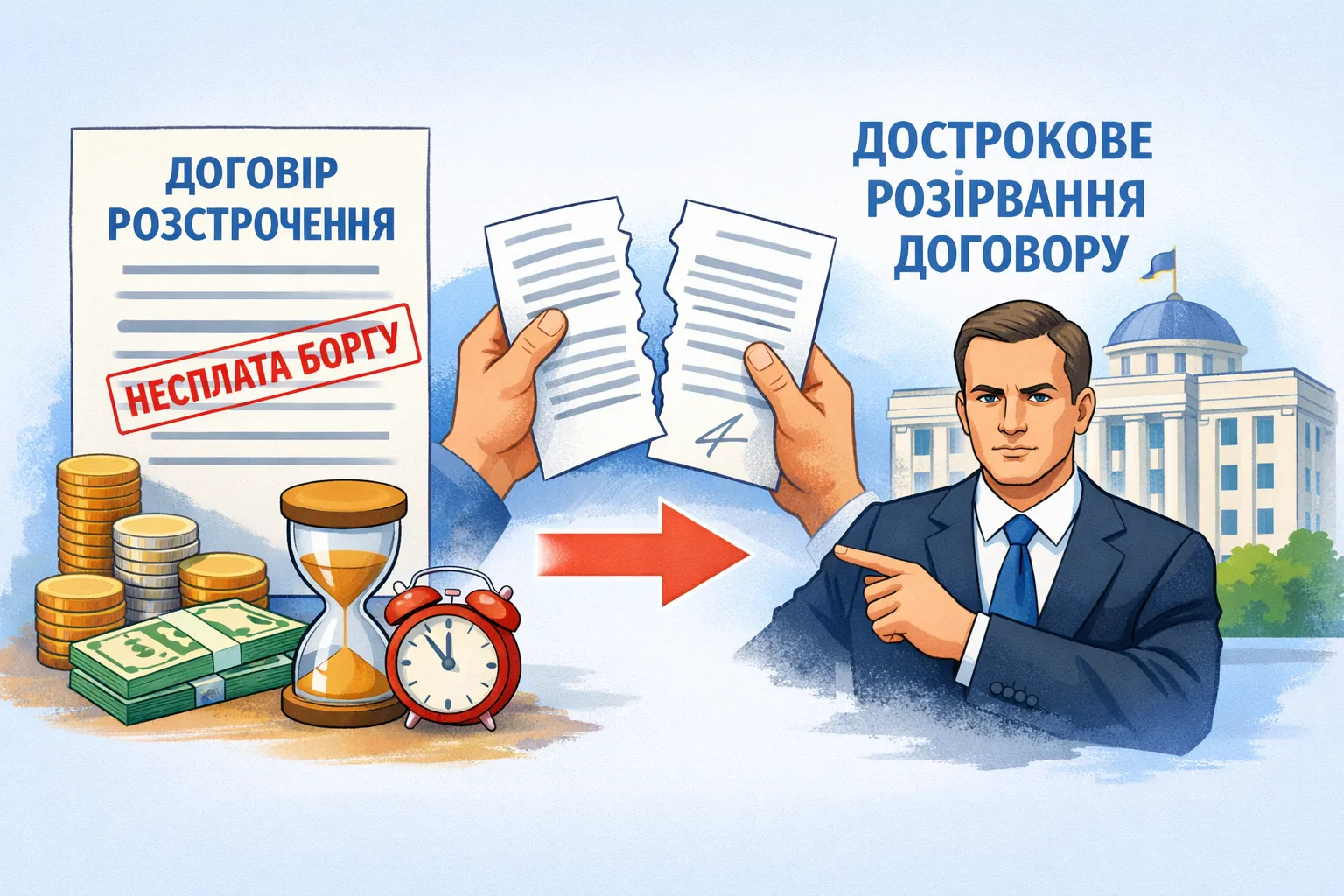 Відповідальність за несвоєчасну сплату розстрочених сум податкового боргу-дострокове розірвання договори про розстрочення з ініціативи контролюючого органу. 