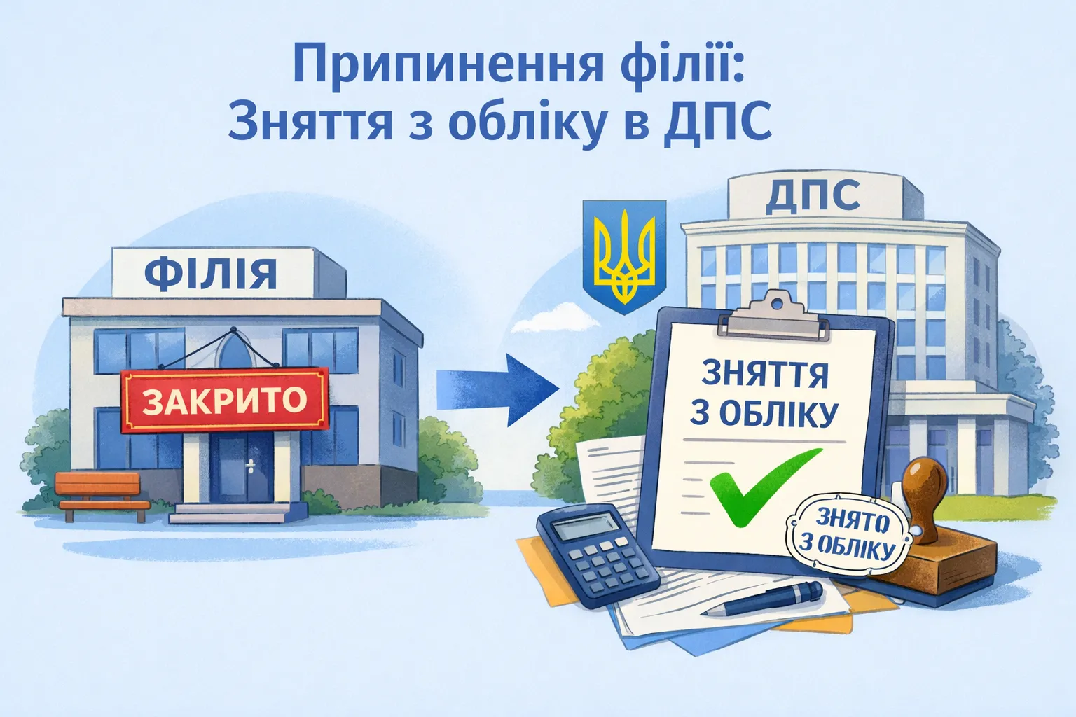 Припинення філії(відокремленого підрозділу) юрособи: порядок зняття з обліку в ДПС