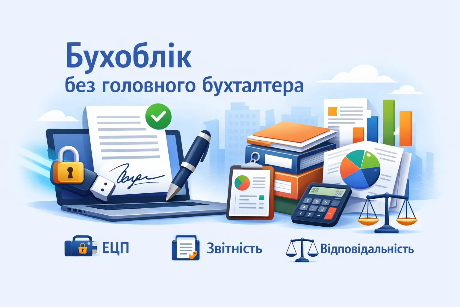 Бухоблік підприємства без головного бухгалтера: ЕЦП, звітність, відповідальність