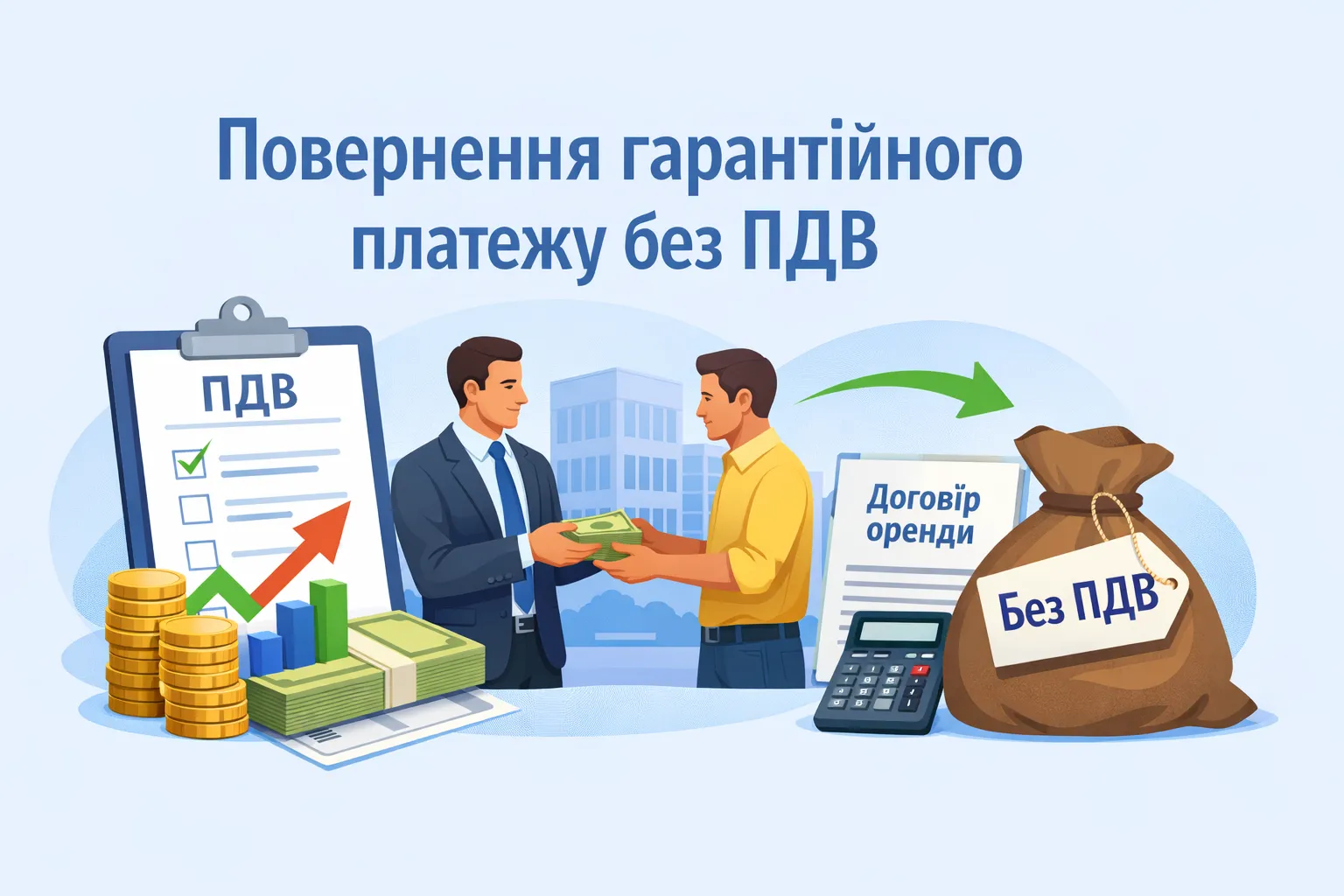 Аванс з ПДВ. Як відобразити ПДВ орендарю при поверненні гарантійного платежу без ПДВ?