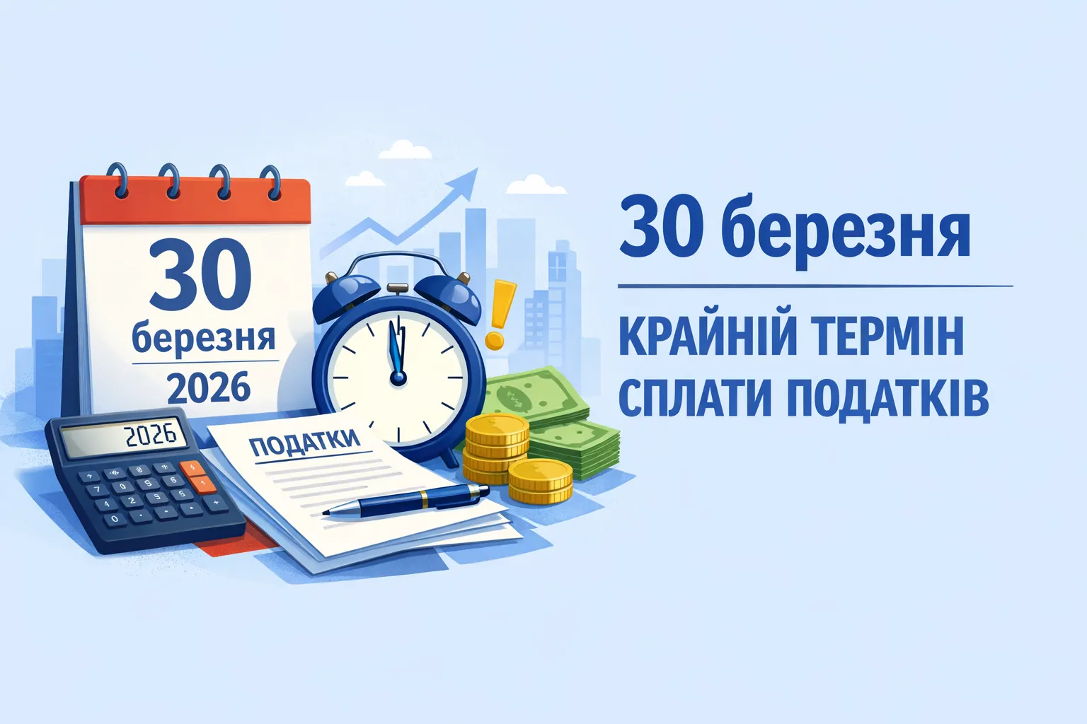 30 березня – останній день сплати податків за лютий 2026 року