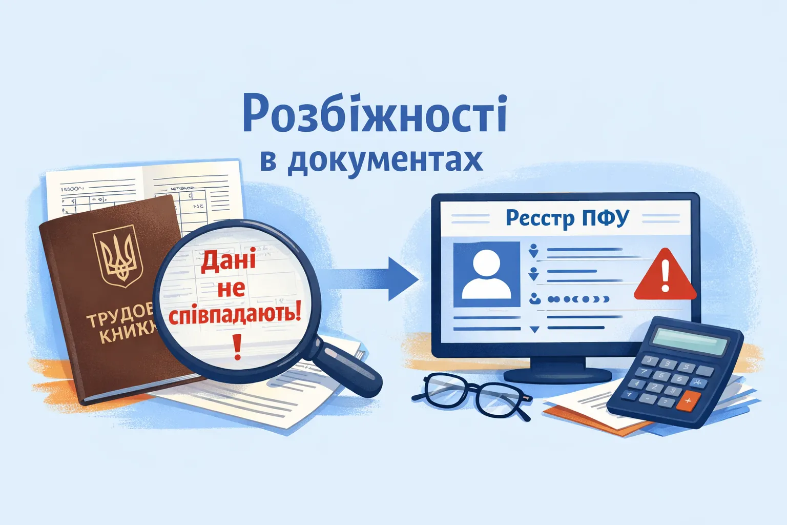 Розбіжності у трудовій та реєстрі ПФУ