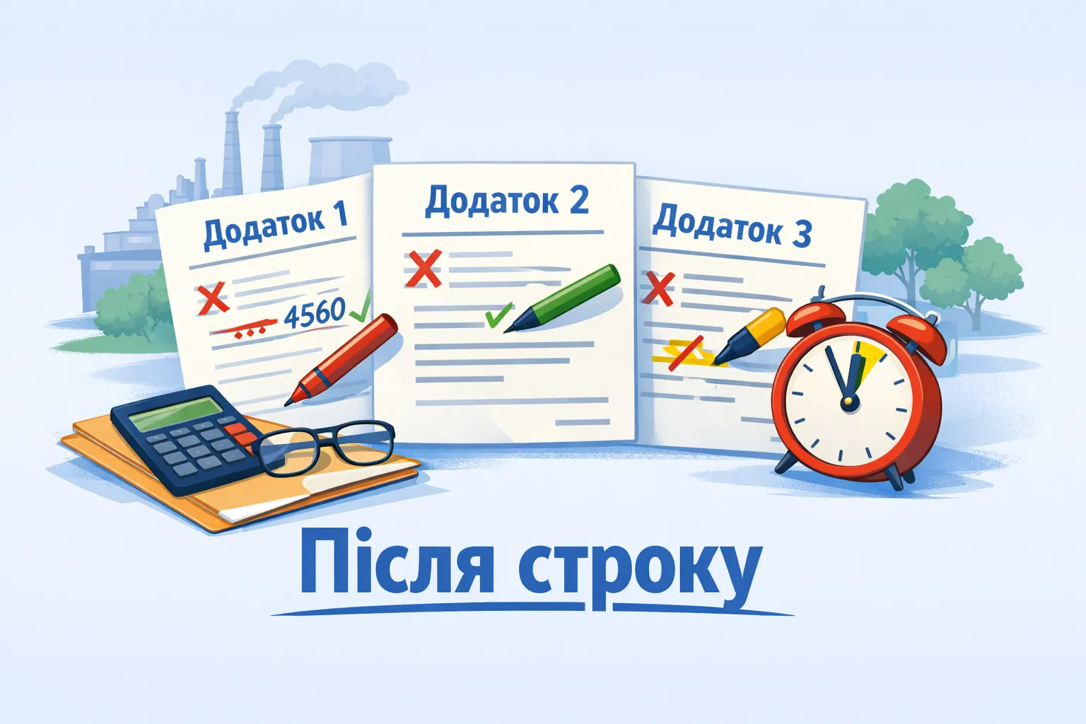 Виправлення помилок у додатках 1–3 до декларації екоподатку після граничного строку