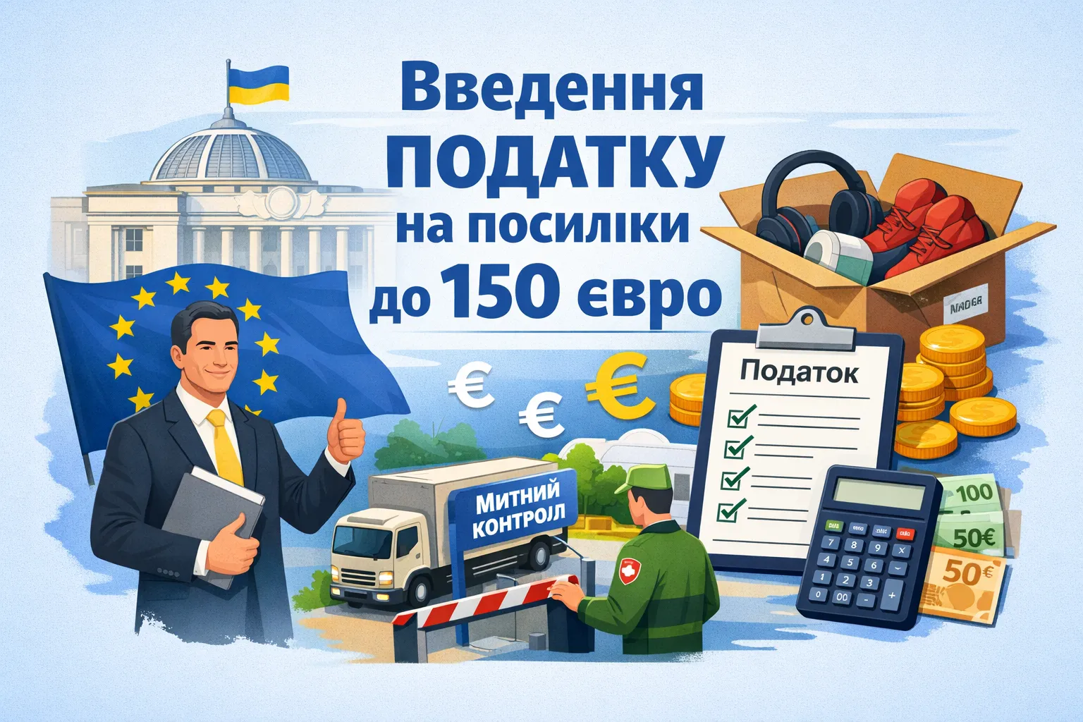 У ВРУ вітають введення податку на посилки вартістю до 150 євро У ВРУ вітають введення податку на посилки вартістю до 150 євро