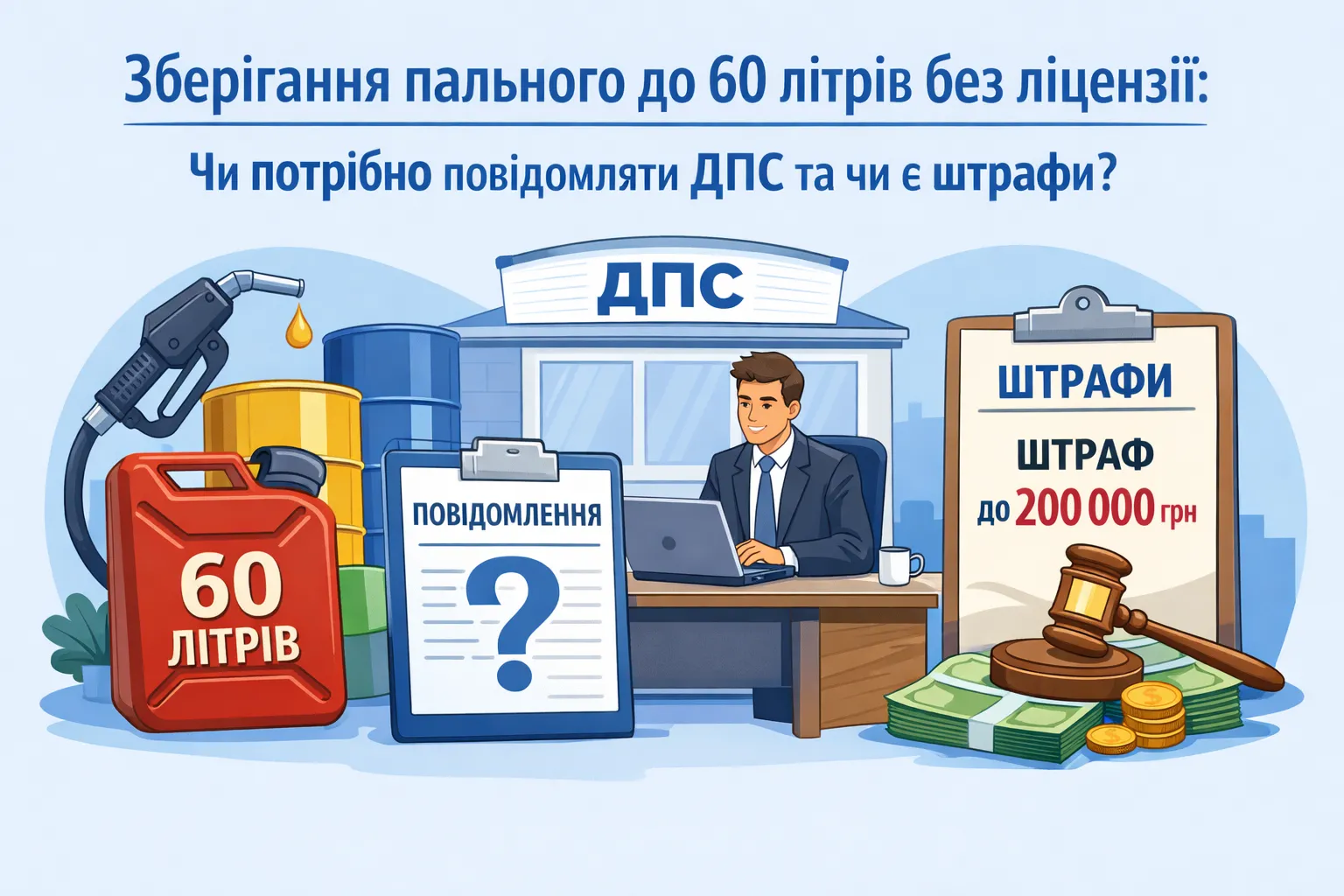 Зберігання пального до 60 літрів без ліцензії: чи потрібно повідомляти ДПС та чи є штрафи?