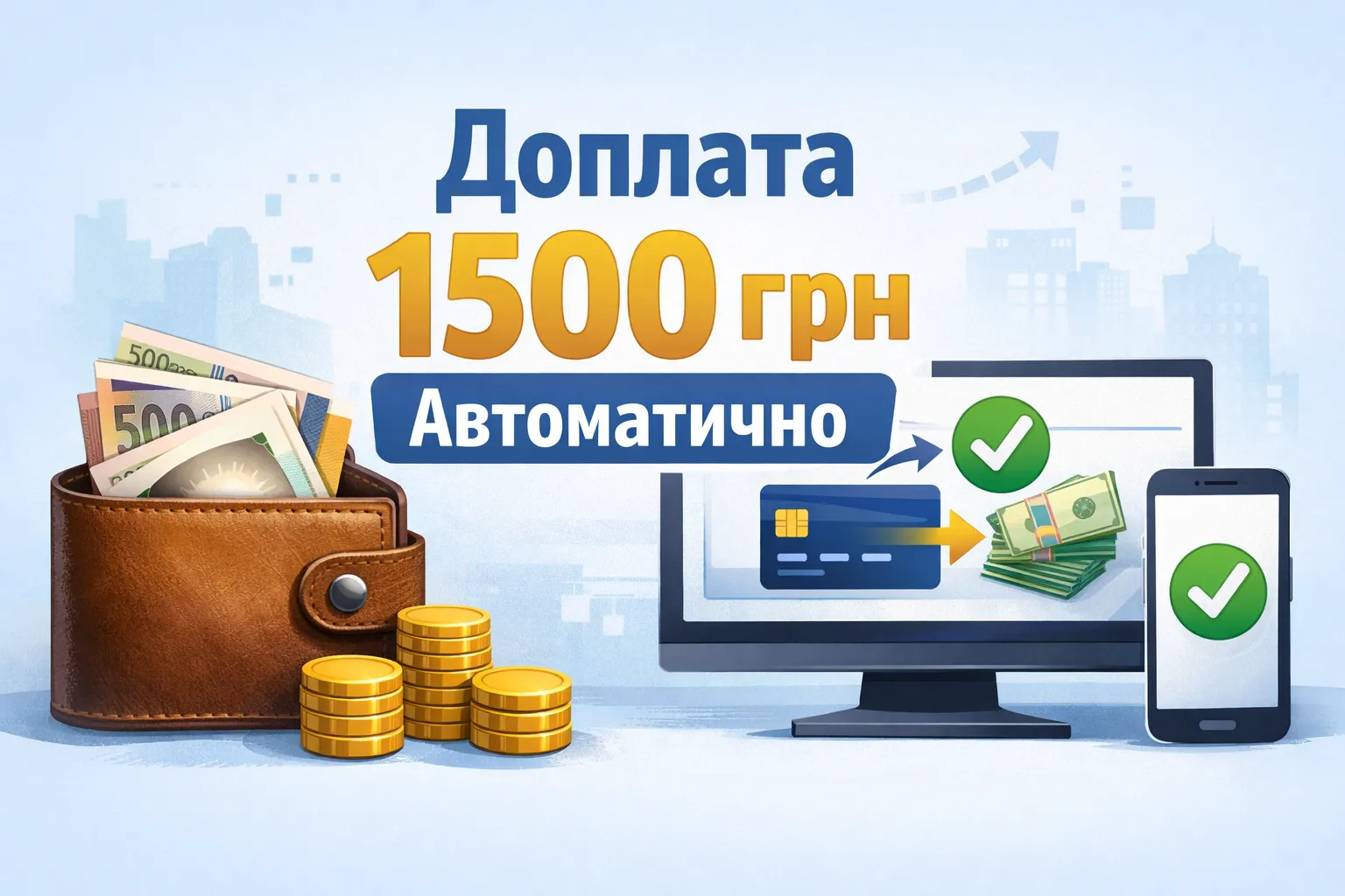 Одноразовая денежная доплата 1500 грн поступит получателям автоматически Одноразовая денежная доплата 1500 грн поступит получателям автоматически