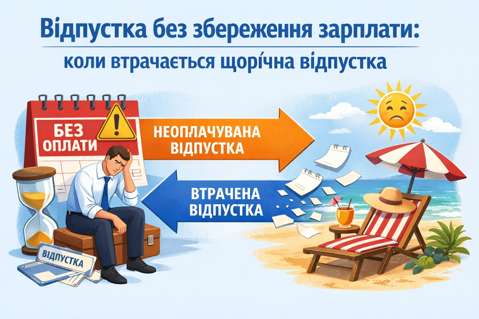 Відпустка без збереження зарплати: коли вона «з’їдає» щорічну відпустку Відпустка без збереження зарплати: коли вона «з’їдає» щорічну відпустку