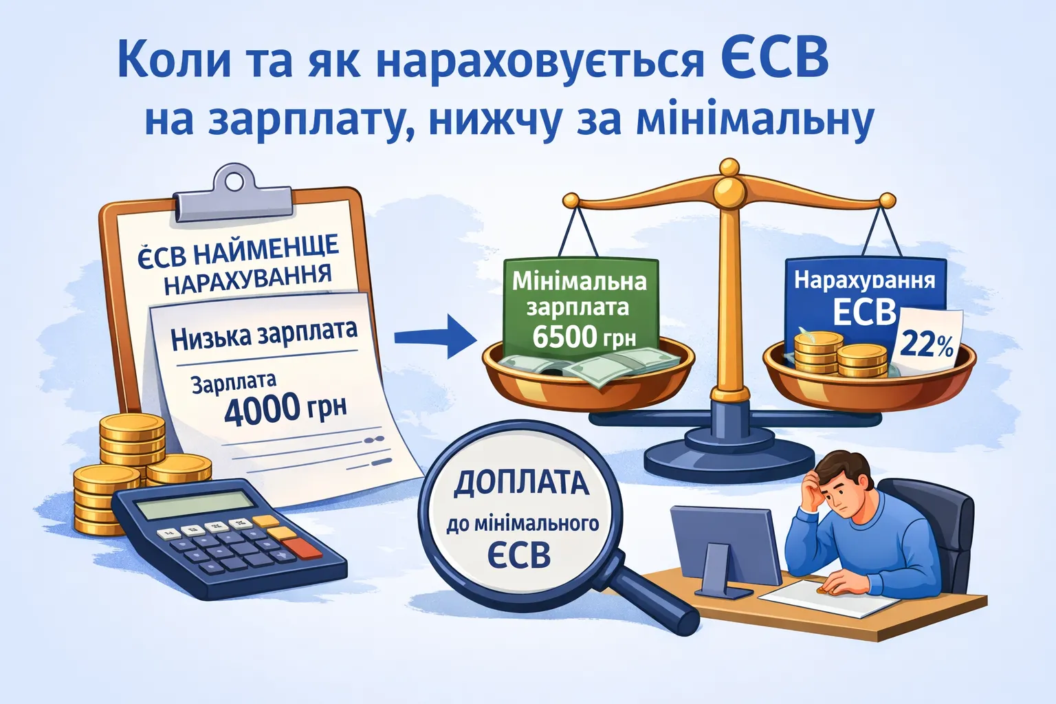 Коли та як нараховується ЄСВ на зарплату, меншу за мінімальну зарплату