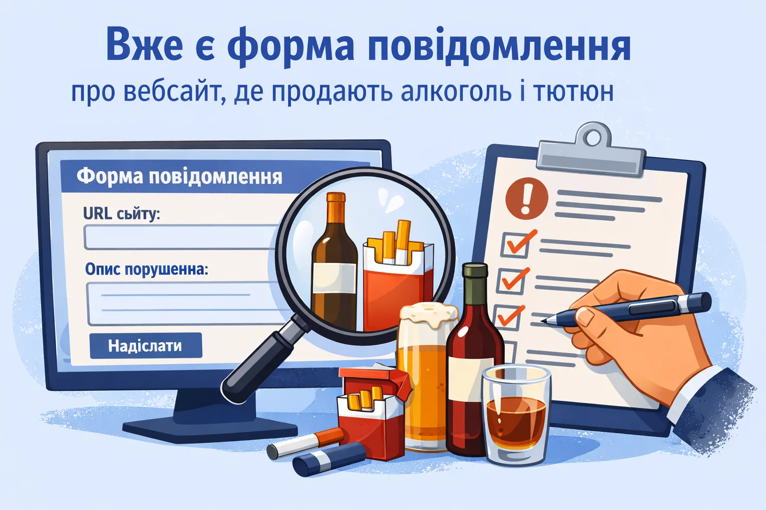 Вже є форма повідомлення про вебсайт, де продають алкоголь і тютюн Вже є форма повідомлення про вебсайт, де продають алкоголь і тютюн