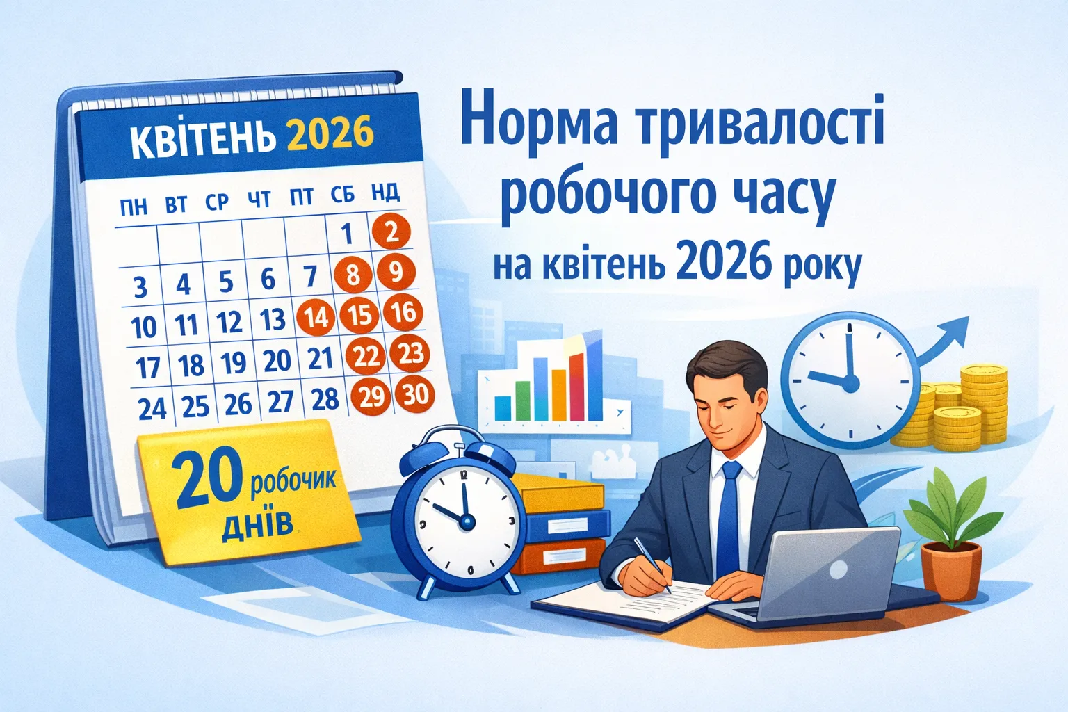 Норма тривалості робочого часу на квітень 2026 року