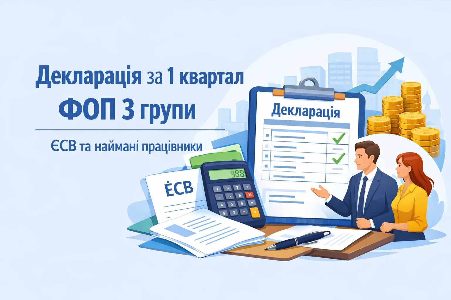 Декларація за 1 квартал ФОП 3 групи, наймані працівники і додаток з ЄСВ Декларація за 1 квартал ФОП 3 групи, наймані працівники і додаток з ЄСВ