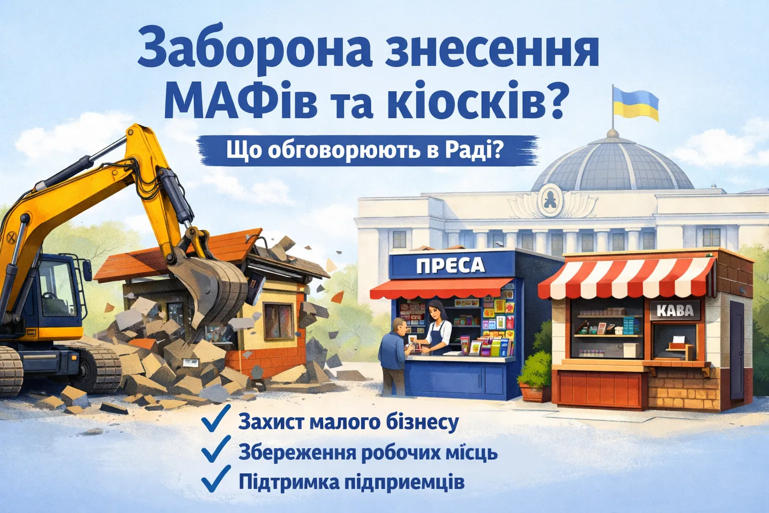 В Раді обговорюють можливість заборони знесення МАФів та кіосків: чим це обгрунтовано