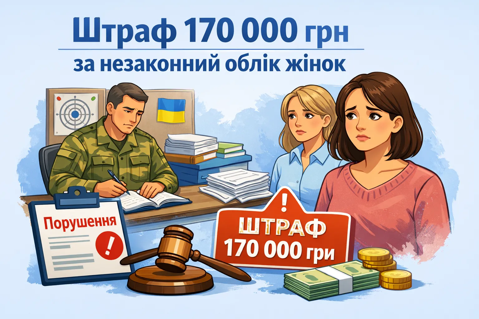 Посадовцям ТЦК готують штрафи у 170 тисяч гривень за незаконну постановку жінок на облік