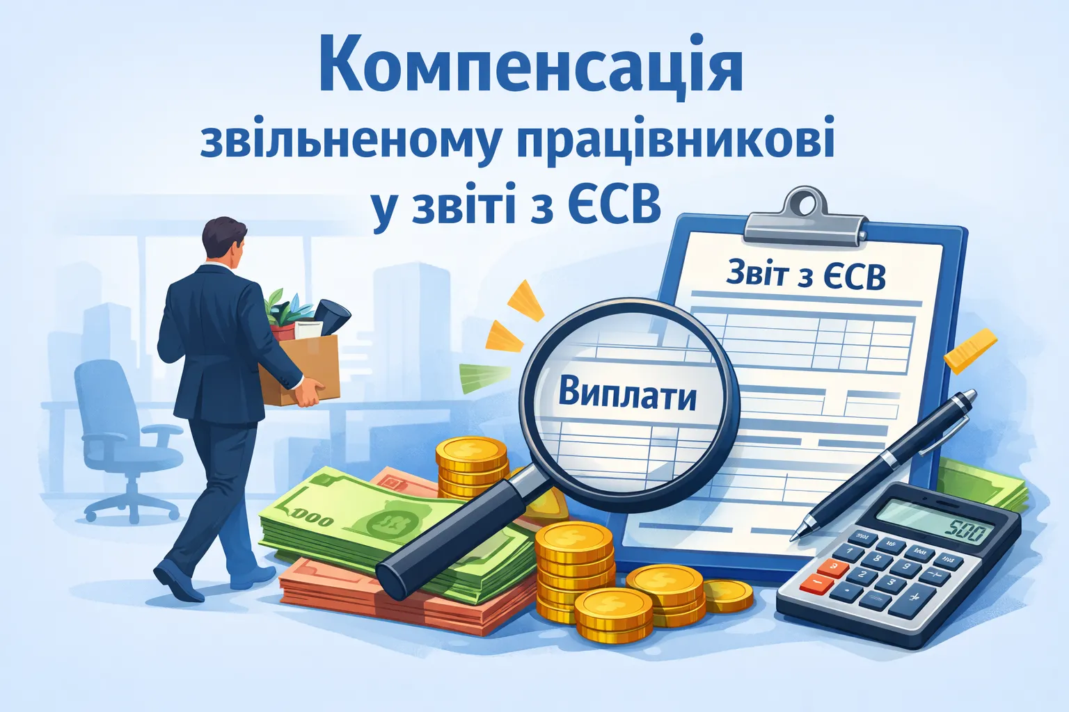 Компенсация уволенному работнику в отчете по ЕСВ