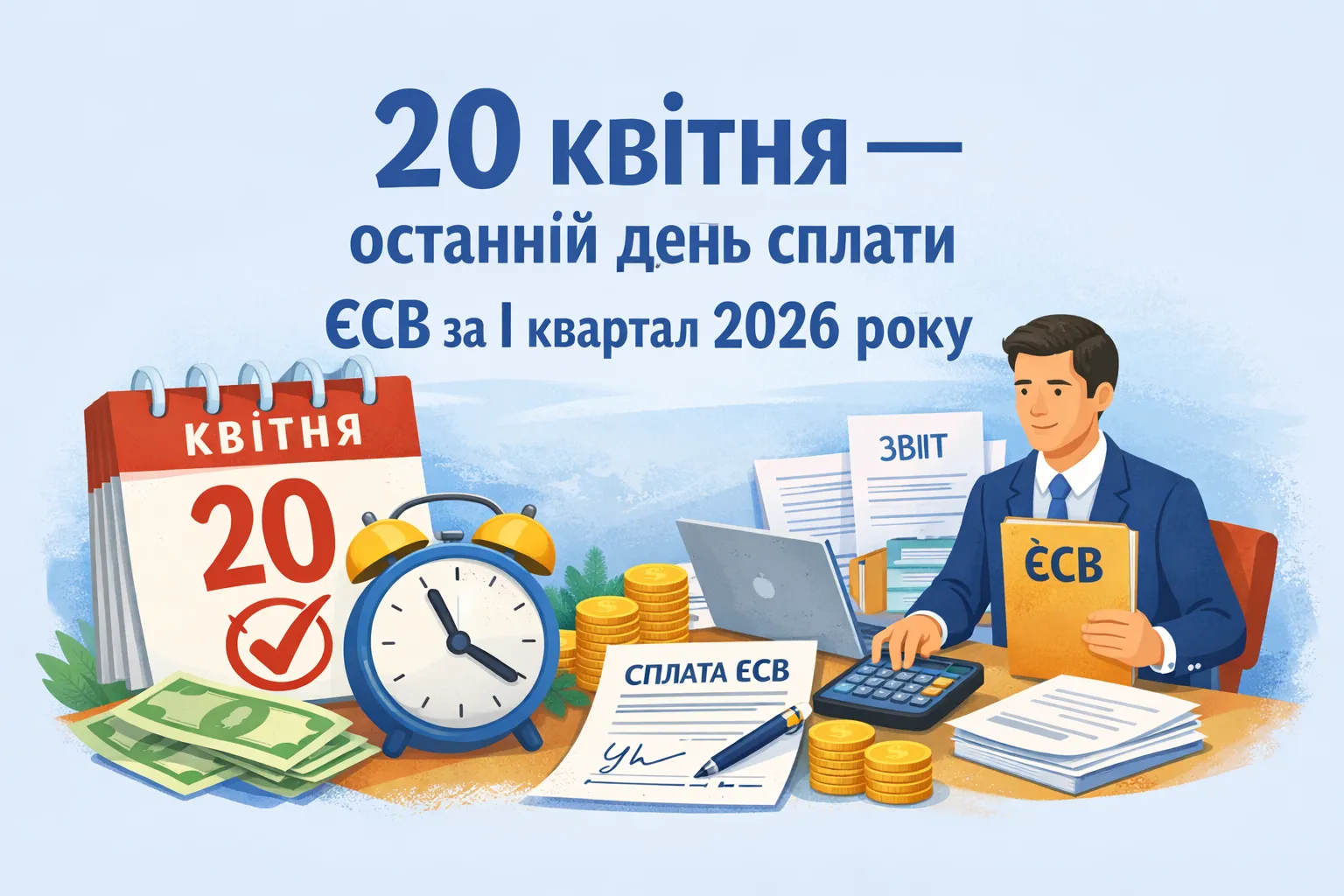 20 квітня — останній день сплати ЄСВ підприємцями за I квартал 2026 року