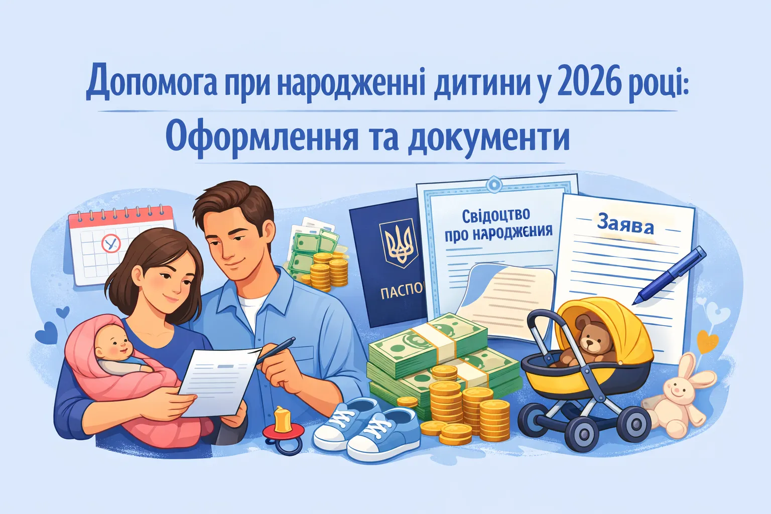 Допомога при народженні дитини у 2026 році: порядок оформлення та документи Допомога при народженні дитини у 2026 році: порядок оформлення та документи